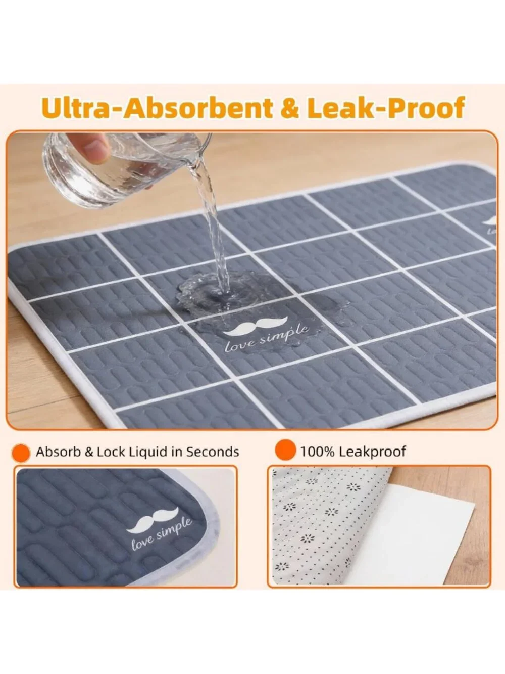 Super Absorbent Washable Puppy Pads with Pheromones - Leakproof & Non-Slip, 4